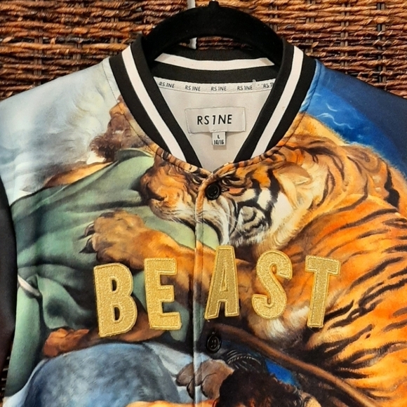 RS1NE Shirt Large Rise As One Beast Streetwear Emo Artsy Tiger Gothic Punk Goth - Picture 3 of 10